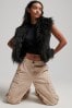 Superdry Black Faux Fur Lined Afghan Cropped Gilet