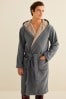 Grey Borg Lined Hooded Dressing Gown