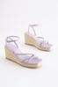 Lilac Purple Forever Comfort® Twist Strap Detail Square Toe Wedge Sandals