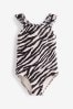 Cream/Black Frill Sleeve Swimsuit (3-16yrs)