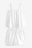 Weiß - Pyjama aus 100 % Baumwolle mit Trägertop und Shorts