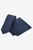 Navy Blue Floral Slim Tie And Pocket Square Set, Slim