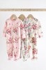 Pink Floral Floral Baby Sleepsuits 3 Pack (0mths-2yrs)