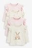 Pink/Cream Bunny Long Sleeve Cotton T-Shirts port 4 Pack (3mths-7yrs)