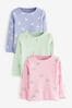 Pink/Lilac Purple Character Long Sleeve Cotton T-Shirts 3 Pack (3mths-7yrs)