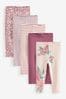 Pink Ditsy Rib Jersey Leggings 5 Pack (3mths-7yrs)