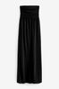 Black 100% Cotton Bandeau Maxi Dress, Regular