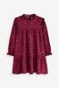 Berry Red Ditsy Print High Neck Long Sleeve Dress (12mths-16yrs)