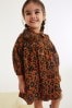 Tan/Animal Print Cotton Shirt Dress (3mths-8yrs)