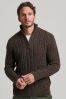 Superdry Brown Wool Blend Cable Henley Jumper