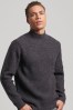 Superdry Grey Wool Blend Tweed Mock Neck Jumper