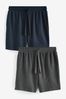 Grey/Navy Blue Waffle Texture Lightweight Joggers Shorts 2 Pack