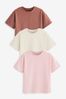 Rosa/Ecru/Braun - Oversize-T-Shirts, 3er-Pack (3-16yrs)