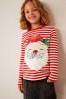 Red/White Santa Sequin Christmas Long Sleeve T-Shirt (3-16yrs)