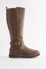 Brown Forever Comfort® Buckle Detail Knee High Boots