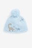 Blue Knitted Pom Dino Hat Pop (0mths-2yrs)