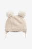 Neutral Knitted Double Pom Baby Hat (0mths-2yrs)