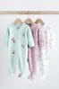Mint Green Cotton Baby Sleepsuits 3 Pack (0-2yrs)