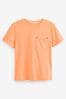 Bright Orange Crew Neck Short Sleeve Pocket T-Shirt