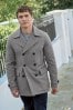 Light Grey Wool Rich Double Breasted Peacoat