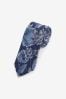 Dark Blue Floral Silk Pattern Tie, Regular