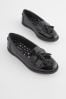 Black Patent Standard Fit (F) School Leather Tassel Loafers, Standard Fit (F)