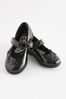 Black Patent Wide Fit (G) School Junior Butterfly Mary Jane Shoes, Wide Fit (G)