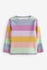 Regenbogenfarben gestreift - Baumwollreiches Langarm-Ripp-T-Shirt (3 Monate bis 7 Jahre), Standard
