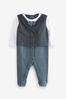 Navy Blue Smart Baby Waistcoat Sleepsuit (0mths-2yrs)