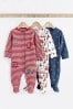 Navy/Red 3 Pack Baby Sleepsuits (0mths-2yrs)