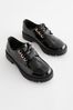 Black Patent Wide Fit (G) School Rose Gold Eyelet Lace Up Shoes