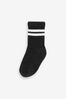 Black 5 Pack Cushioned Footbed Cotton Rich Ribbed Socks