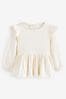 White Collar Frill Textured Blouse (3mths-7yrs)