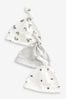 White / Grey Baby Tie Top Hats 3 Pack (0-12mths)