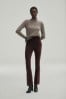 Chocolate Brown Pleat Front Straight Leg Trousers