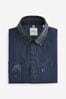 Navy Blue/Green Check Collar Regular Fit Easy Iron Button Down Oxford Shirt