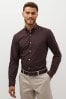 Chocolate Brown Slim Fit Easy Iron Button Down Oxford Shirt, Slim Fit