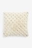 Ivory Natural 50 x 50cm Luna Scallop Faux Fur Cushion