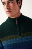 Grün - Regular Gestrickter Pullover mit Fischgrätenmuster und Reißverschluss