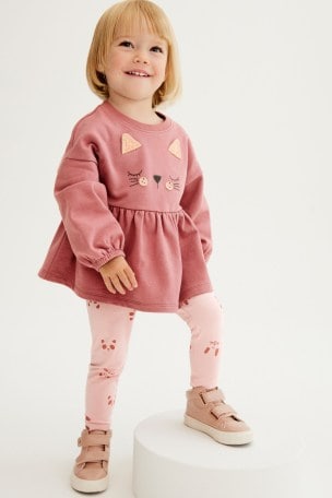 Pink Cat Top and Legging Set (3mths-7yrs)