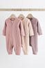 Pink Baby Two Way Zip Footless Sleepsuits 3 Pack (0mths-3yrs)