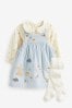 Blue Baby Pinafore Dress Lace And Bodysuit 3 Piece Set (0mths-2yrs)