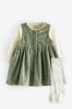 Green Baby Pinafore Dress And Bodysuit 3 Piece Set (0mths-2yrs)