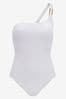 Mint Velvet White Texture Textured Tummy Control One Shoulder Swimsuit