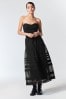 Black Organza Midi Tiered Skirt