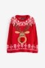 Red Reindeer Fairisle Pattern Knitted Christmas Jumper (3mths-16yrs)