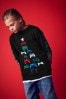 Black Gaming Tree Knitted Christmas Jumper (3-16yrs)