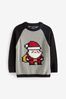 Grey Santa Knitted Christmas Jumper (3-16yrs)