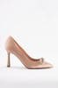 Nude Pink Forever Comfort® Bow Trim Curvy Heel Court Shoes