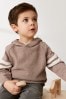 Taupe/Braun - Strukturiertes Strick-Kapuzensweatshirt (3 Monate bis 7 Jahre)